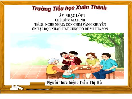 Bài giảng Âm nhạc Lớp 1 - Tiết 29 Chủ đề 7 - Năm học 2023-2024 - Trần Thị Hà