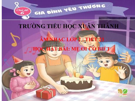 Bài giảng Âm nhạc Lớp 2 - Chủ đề 6 Tiết 23: Học bài hát Mẹ ơi có biết - Năm học 2023-2024 - Trần Thị Hà