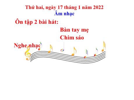 Bài giảng Âm nhạc Lớp 4 - Tiết 18: Ôn tập bài hát Chim sáo, Bàn tay mẹ - Năm học 2021-2022 - Trần Thị Hà