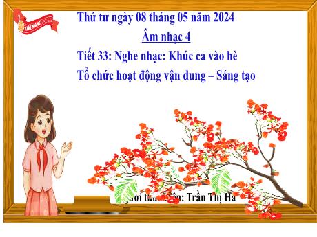 Bài giảng Âm nhạc Lớp 4 - Tiết 33: Bài hát Khúc ca vào hè - Năm học 2023-2024 - Trần Thị Hà