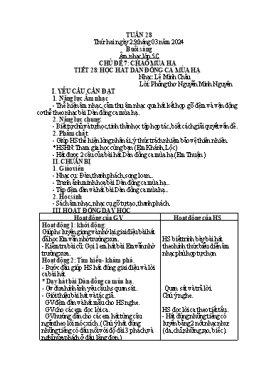 Bài giảng Âm nhạc Tiểu học - Tuần 28 - Năm học 2023-2024 - Trần Thị Hà