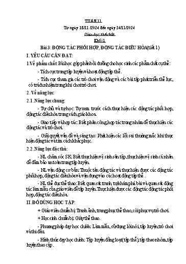Kế hoạch bài dạy Giáo dục thể chất Lớp 1 đến Lớp 5 - Tuần 11 - Năm học 2024-2025 - Nguyễn Thị Huệ
