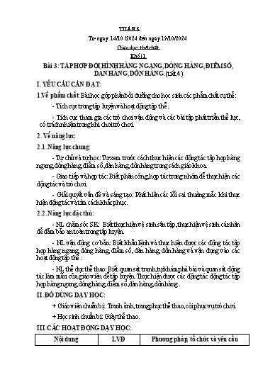 Kế hoạch bài dạy Giáo dục thể chất Lớp 1 đến Lớp 5 - Tuần 6 - Năm học 2024-2025 - Nguyễn Thị Huệ