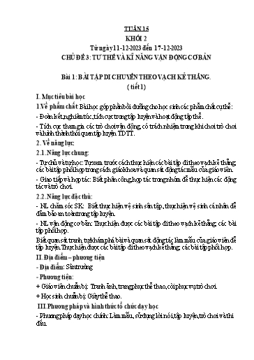Kế hoạch bài dạy Giáo dục thể chất Lớp 2 - Tuần 15 - Năm học 2023-2024 - Nguyễn Thị Huệ