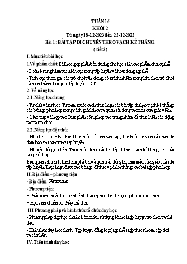 Kế hoạch bài dạy Giáo dục thể chất Lớp 2 - Tuần 16 - Năm học 2023-2024 - Nguyễn Thị Huệ