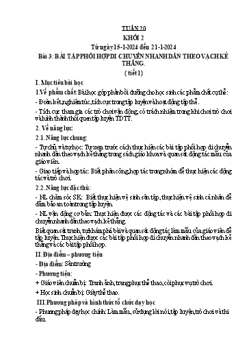 Kế hoạch bài dạy Giáo dục thể chất Lớp 2 - Tuần 20 - Năm học 2023-2024 - Nguyễn Thị Huệ