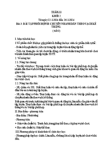 Kế hoạch bài dạy Giáo dục thể chất Lớp 2 - Tuần 21 - Năm học 2023-2024 - Nguyễn Thị Huệ