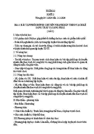 Kế hoạch bài dạy Giáo dục thể chất Lớp 2 - Tuần 22 - Năm học 2023-2024 - Nguyễn Thị Huệ