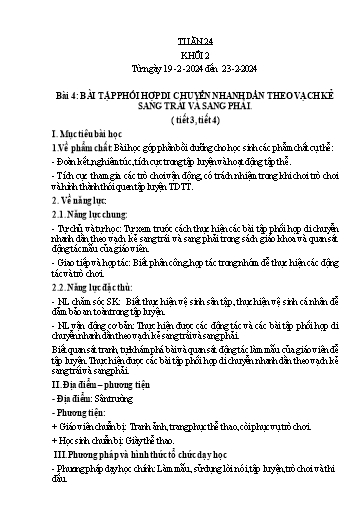 Kế hoạch bài dạy Giáo dục thể chất Lớp 2 - Tuần 24 - Năm học 2023-2024 - Nguyễn Thị Huệ