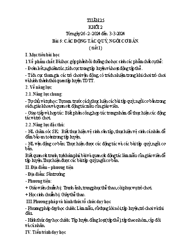 Kế hoạch bài dạy Giáo dục thể chất Lớp 2 - Tuần 25 - Năm học 2023-2024 - Nguyễn Thị Huệ
