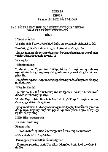 Kế hoạch bài dạy Giáo dục thể chất Lớp 3 - Tuần 15 - Năm học 2023-2024 - Nguyễn Thị Huệ