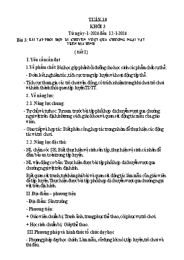 Kế hoạch bài dạy Giáo dục thể chất Lớp 3 - Tuần 19 - Năm học 2023-2024 - Nguyễn Thị Huệ