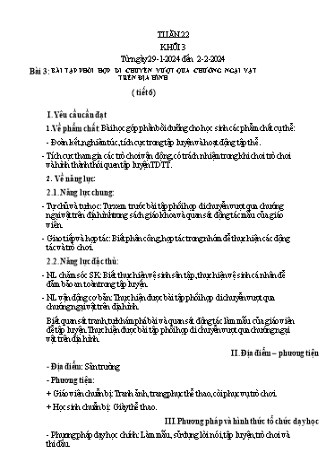 Kế hoạch bài dạy Giáo dục thể chất Lớp 3 - Tuần 22 - Năm học 2023-2024 - Nguyễn Thị Huệ