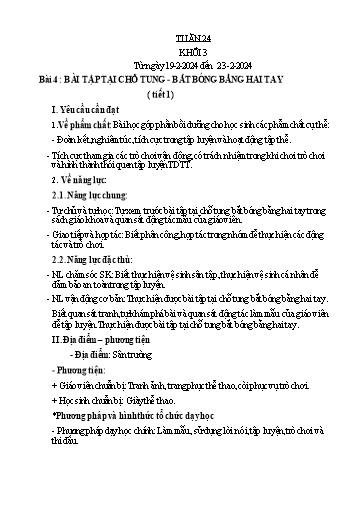 Kế hoạch bài dạy Giáo dục thể chất Lớp 3 - Tuần 24 - Năm học 2023-2024 - Nguyễn Thị Huệ
