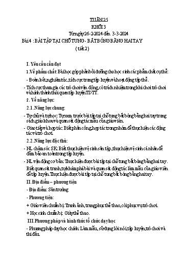 Kế hoạch bài dạy Giáo dục thể chất Lớp 3 - Tuần 25, Bài 4 - Năm học 2023-2024 - Nguyễn Thị Huệ