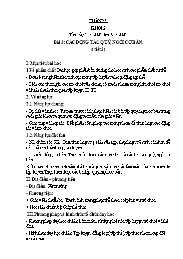 Kế hoạch bài dạy Giáo dục thể chất Lớp 3 - Tuần 25, Bài 5 - Năm học 2023-2024 - Nguyễn Thị Huệ
