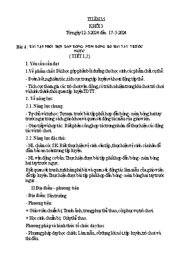 Kế hoạch bài dạy Giáo dục thể chất Lớp 3 - Tuần 35 - Năm học 2023-2024 - Nguyễn Thị Huệ