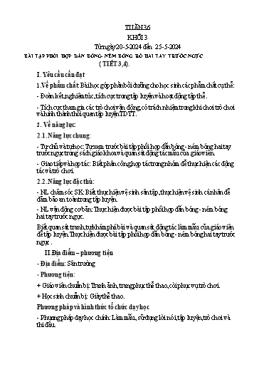 Kế hoạch bài dạy Giáo dục thể chất Lớp 3 - Tuần 36 - Năm học 2023-2024 - Nguyễn Thị Huệ