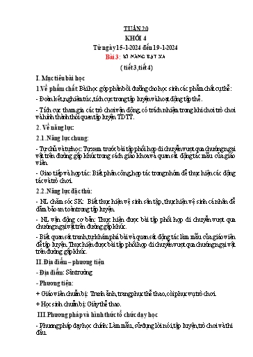 Kế hoạch bài dạy Giáo dục thể chất Lớp 4 - Tuần 20 - Năm học 2023-2024 - Nguyễn Thị Huệ