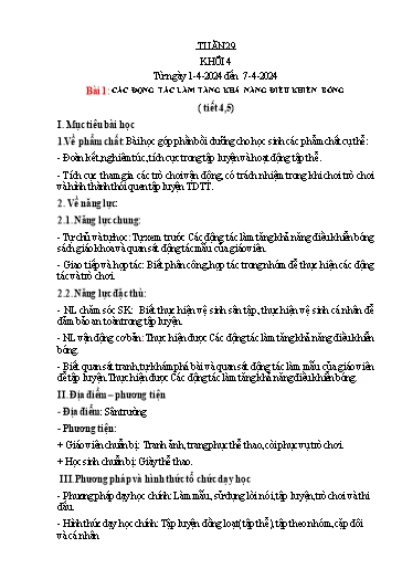 Kế hoạch bài dạy Giáo dục thể chất Lớp 4 - Tuần 29 - Năm học 2023-2024 - Nguyễn Thị Huệ