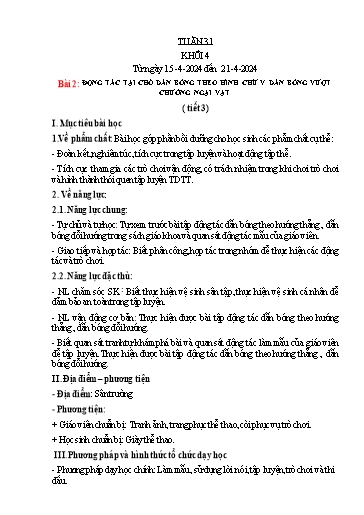 Kế hoạch bài dạy Giáo dục thể chất Lớp 4 - Tuần 31 - Năm học 2023-2024 - Nguyễn Thị Huệ