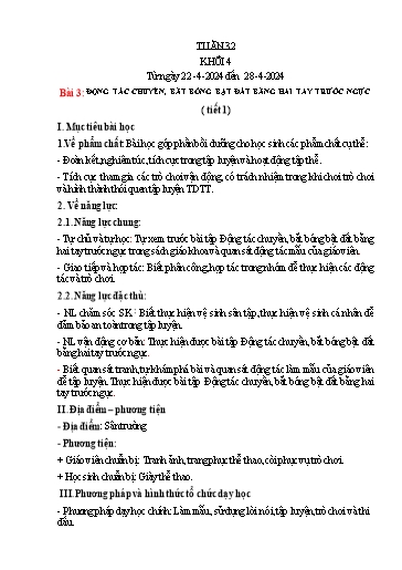 Kế hoạch bài dạy Giáo dục thể chất Lớp 4 - Tuần 32 - Năm học 2023-2024 - Nguyễn Thị Huệ