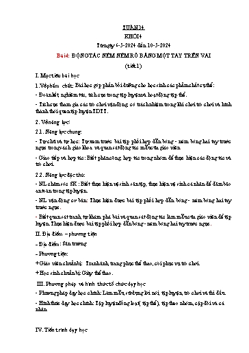 Kế hoạch bài dạy Giáo dục thể chất Lớp 4 - Tuần 34 - Năm học 2023-2024 - Nguyễn Thị Huệ