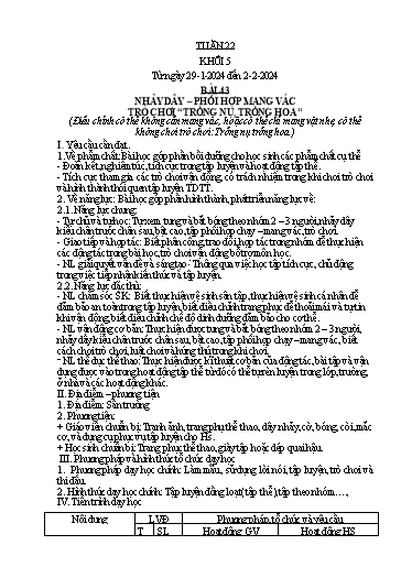 Kế hoạch bài dạy Giáo dục thể chất Lớp 5 - Tuần 22 - Năm học 2023-2024 - Nguyễn Thị Huệ