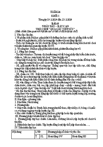 Kế hoạch bài dạy Giáo dục thể chất Lớp 5 - Tuần 24 - Năm học 2023-2024 - Nguyễn Thị Huệ