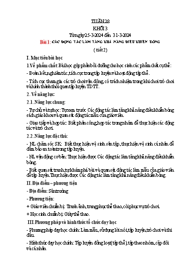 Kế hoạch bài dạy Giáo dục thể chất Lớp 5 - Tuần 28 - Năm học 2023-2024 - Nguyễn Thị Huệ