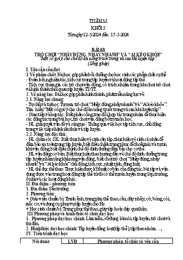 Kế hoạch bài dạy Giáo dục thể chất Lớp 5 - Tuần 35 - Năm học 2023-2024 - Nguyễn Thị Huệ