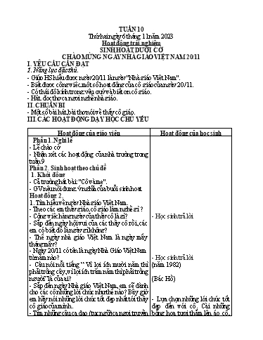 Kế hoạch bài dạy Lớp 1 - Tuần 10 - Năm học 2023-2024 - Nguyễn Thị Ánh Tuyết