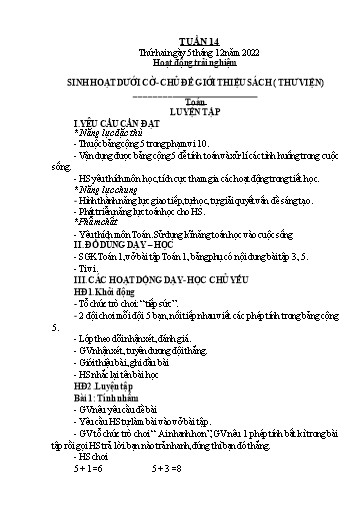 Kế hoạch bài dạy Lớp 1 - Tuần 14 - Năm học 2022-2023 - Nguyễn Thị Ánh Tuyết