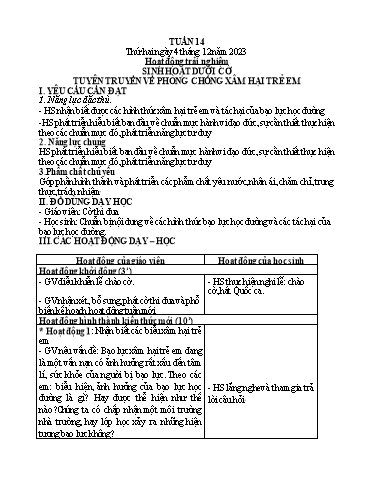 Kế hoạch bài dạy Lớp 1 - Tuần 14 - Năm học 2023-2024 - Nguyễn Thị Ánh Tuyết