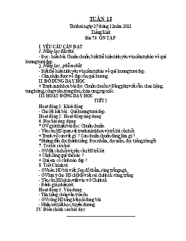 Kế hoạch bài dạy Lớp 1 - Tuần 15 - Năm học 2021-2022 - Nguyễn Thị Ánh Tuyết
