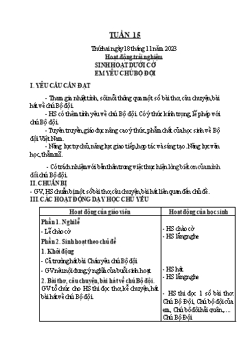 Kế hoạch bài dạy Lớp 1 - Tuần 15 - Năm học 2023-2024 - Nguyễn Thị Ánh Tuyết