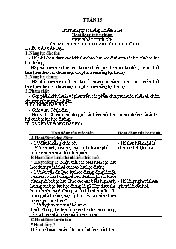 Kế hoạch bài dạy Lớp 1 - Tuần 15 - Năm học 2024-2025 - Nguyễn Thị Ánh Tuyết