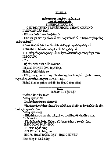 Kế hoạch bài dạy Lớp 1 - Tuần 16 - Năm học 2022-2023 - Nguyễn Thị Ánh Tuyết