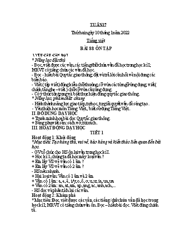 Kế hoạch bài dạy Lớp 1 - Tuần 17 - Năm học 2021-2022 - Nguyễn Thị Ánh Tuyết