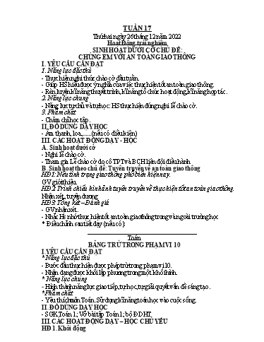 Kế hoạch bài dạy Lớp 1 - Tuần 17 - Năm học 2022-2023 - Nguyễn Thị Ánh Tuyết