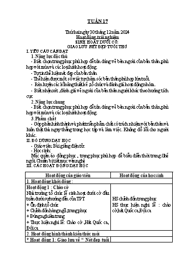 Kế hoạch bài dạy Lớp 1 - Tuần 17 - Năm học 2024-2025 - Nguyễn Thị Ánh Tuyết