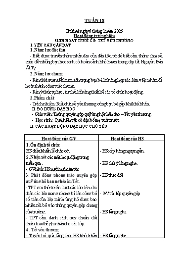 Kế hoạch bài dạy Lớp 1 - Tuần 18 - Năm học 2024-2025 - Nguyễn Thị Ánh Tuyết