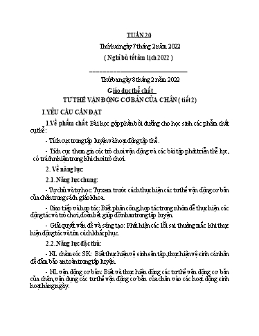 Kế hoạch bài dạy Lớp 1 - Tuần 20 - Năm học 2021-2022 - Nguyễn Thị Ánh Tuyết