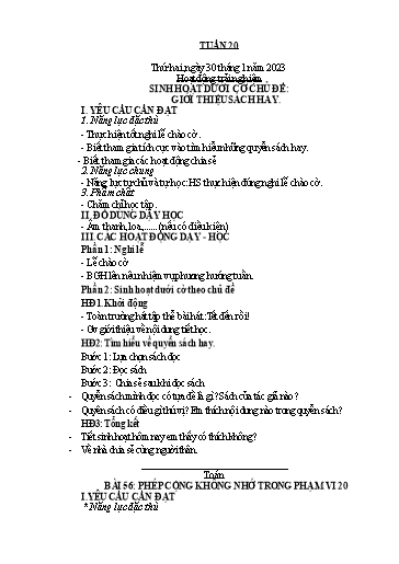 Kế hoạch bài dạy Lớp 1 - Tuần 20 - Năm học 2022-2023 - Nguyễn Thị Ánh Tuyết
