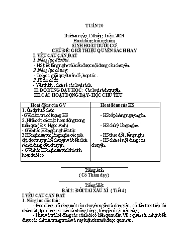 Kế hoạch bài dạy Lớp 1 - Tuần 20 - Năm học 2023-2024 - Nguyễn Thị Ánh Tuyết