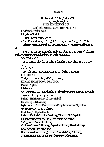 Kế hoạch bài dạy Lớp 1 - Tuần 21 - Năm học 2022-2023 - Nguyễn Thị Ánh Tuyết