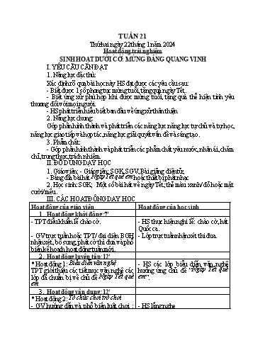 Kế hoạch bài dạy Lớp 1 - Tuần 21 - Năm học 2023-2024 - Nguyễn Thị Ánh Tuyết
