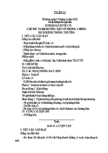Kế hoạch bài dạy Lớp 1 - Tuần 22 - Năm học 2022-2023 - Nguyễn Thị Ánh Tuyết