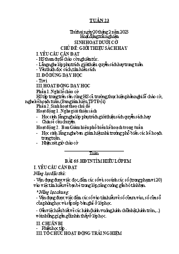 Kế hoạch bài dạy Lớp 1 - Tuần 23 - Năm học 2022-2023 - Nguyễn Thị Ánh Tuyết