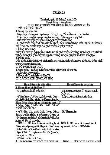 Kế hoạch bài dạy Lớp 1 - Tuần 23 - Năm học 2023-2024 - Nguyễn Thị Ánh Tuyết